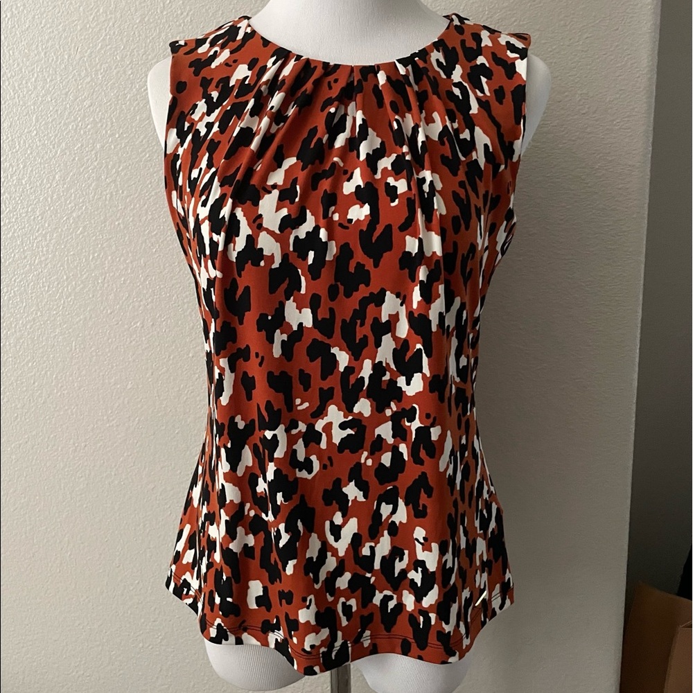 Size small Calvin Klein work blouse shirt leopard pattern multicolor